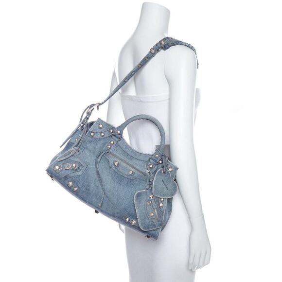 AUTHENTIC BALENCIAGA Neo Cagole City Handbag Denim Rhinestone Bag 2023 - Picture 12 of 12